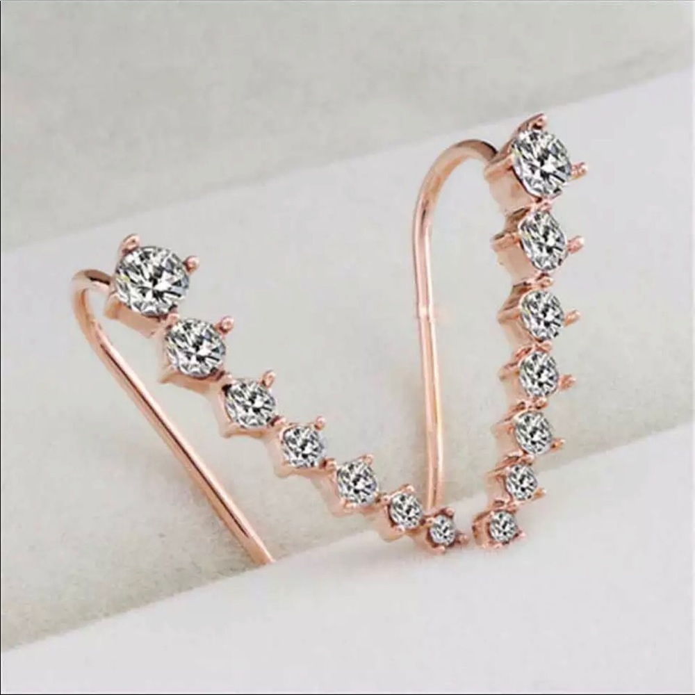 Dainty silver and gold Rhinestone Crystal Earrings - Picture 3 of 4